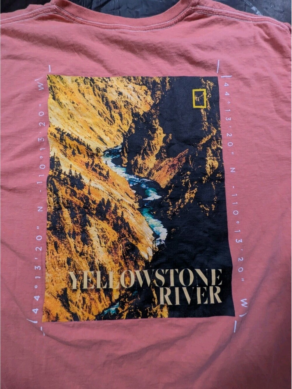 National Geographic Mens Salmon Long Sleeve Graphic Logo Crew Neck T-Shirt XL